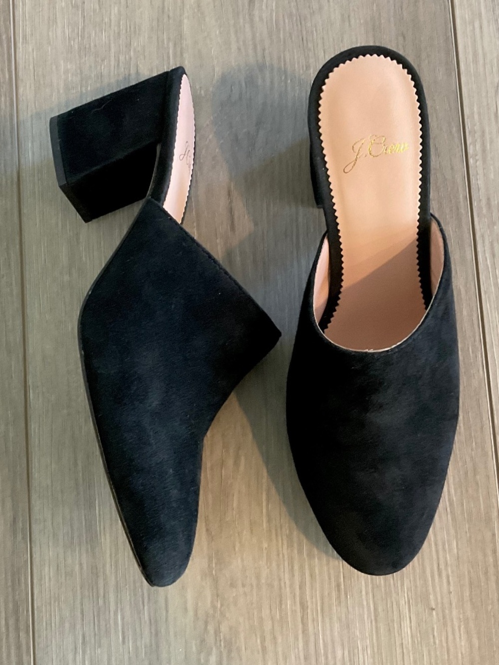 J. CREW Suede Block Heel Mule in Black Size 6